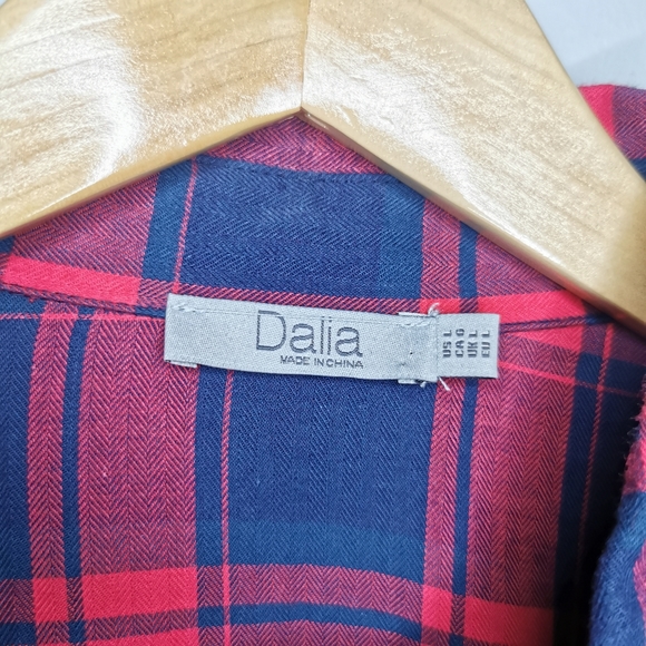 DALIA Blue & Red Long Sleeve Button Down Shirt - Picture 2 of 5